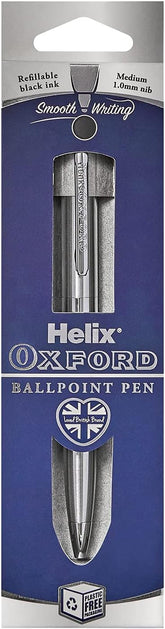 Oxford Helix Oxford stainless steel ballpoint pen with black ink, sleek design and durable construction, ideal for everyday writing.