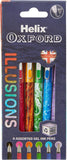 Set of six Oxford Illusions Ink Pens featuring sleek black ink pens with silver accents, ideal for writing and drawing.
