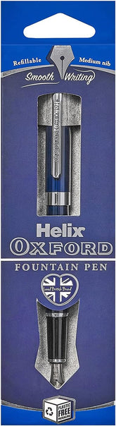 Oxford Premium Dark Blue Fountain Pen with gold accents, smooth ink nib, and elegant design for writing excellence.