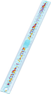 Orange Oxford Geo Folding Ruler, a plastic measuring tool with clear markings and foldable design for precise measurements.