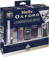 Oxford Helix Oxford Complete Back to School Stationery Set with colorful pens, notebooks, and school supplies arranged on a table.