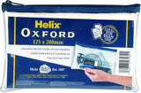 Oxford Helix Oxford 8-inch clear pencil case showing durable, compact storage with zipper closure and transparent design.