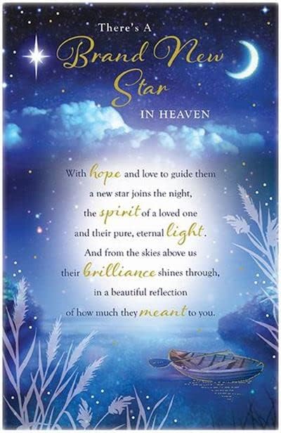 Paper Rose sympathy greeting card for men and women featuring a night sky with a new star in heaven design.