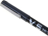 Pilot V5 Liquid Ink Rollerball Pen with 0.5 mm tip in black ink, featuring a sleek design and comfortable grip.