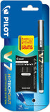 Pilot V7 Liquid Ink Rollerball pen with 0.7 mm tip in black ink, displayed with its sleek pen body and cap.
