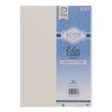 Premier Ivory A4 300gsm smooth card stock for art and craft projects, shown in a pack of 100 sheets.