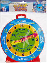 Premier Clever Kidz 23cm magnetic clock designed for office supplies, featuring colorful numbers and a playful kid-friendly style.