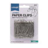 Premier Card 80 jumbo paper clips in 50mm size, featuring durable metal construction and easy-to-use design for documents.