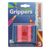 Premier Student Solutions Card with 5 triangular pencil grips for improved grip and writing comfort.