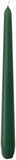 Unwrapped Price's Candle tapered dinner candles in evergreen, 50-pack, showing long, slender wax candles suitable for elegant dining.
