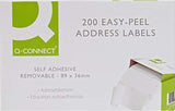 Q-Connect self-adhesive white address labels, 89 x 36mm, on a roll, ideal for mailing and organizational labeling.