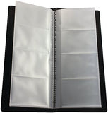 Q-Connect polypropylene business card holder holding 96 black cards, designed for organized name card storage.