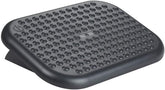 Q-Connect economy black footrest with tilt action platform, measuring 448 x 325mm for ergonomic office comfort.