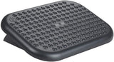 Black Q-Connect economy footrest with tilt action platform, measuring 448 x 325mm, designed for ergonomic support.
