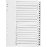 Q-Connect VW A4 multi-punched index dividers in white polypropylene, ideal for organizing documents in bulk.