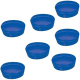 Set of 10 blue Q-Connect round magnets, 25mm diameter, suitable for office or craft use, shown in a close-up image.
