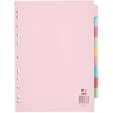 Q-Connect KF26082 A4 multi-punched subject divider with colored tabs for organizing documents in a file or folder.