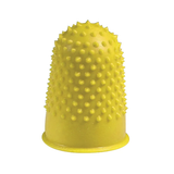 Q-Connect yellow thimblettes size 2, 18mm, pack of 12, small plastic fasteners for craft and fastening applications.