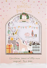 Baby Girl First Christmas Greeting Card with Sweet Festive Design and Loving Wishes
