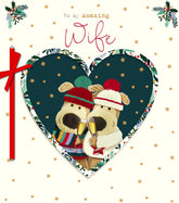 Christmas Greeting Card for Wife with Boofle Dog Embellished Cheers Design