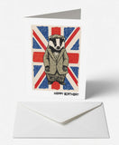 Scanimate | Birthday Card | Dapper British Badger Design | Interactive QR Song | With Envelope | Happy Birthday Greeting Card | Her/Him