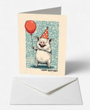 Scanimate | Birthday Card | Party Pig & Balloon Design | Interactive QR Song | With Envelope | Happy Birthday Greeting Card | Her/Him