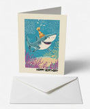 Scanimate | Birthday Card | Party Shark Design | Interactive QR Song | With Envelope | Happy Birthday Greeting Card | Her/Him