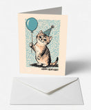Scanimate | Birthday Card | Playful Kitten & Balloon Design | Interactive QR Song | With Envelope | Happy Birthday Greeting Card | Her/Him