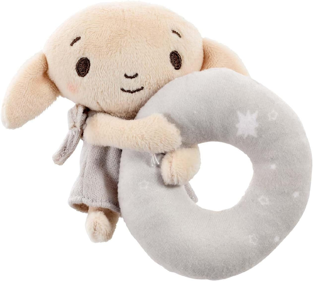 Rainbow Designs Harry Potter Dobby plush baby rattle, soft sensory toy for newborns, featuring a cute Dobby character from Harry Potter.