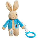 Rainbow Designs Beatrix Potter Peter Rabbit jiggle attachable soft toy, unisex pram toy for babies and toddlers.