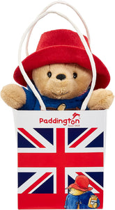 Rainbow Designs Paddington Bear soft toy in Union Jack bag, featuring a plush Paddington with detailed character and colorful packaging.