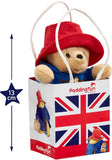 Rainbow Designs Paddington Bear soft toy in Union Jack bag, cuddly plush toy featuring classic Paddington design.