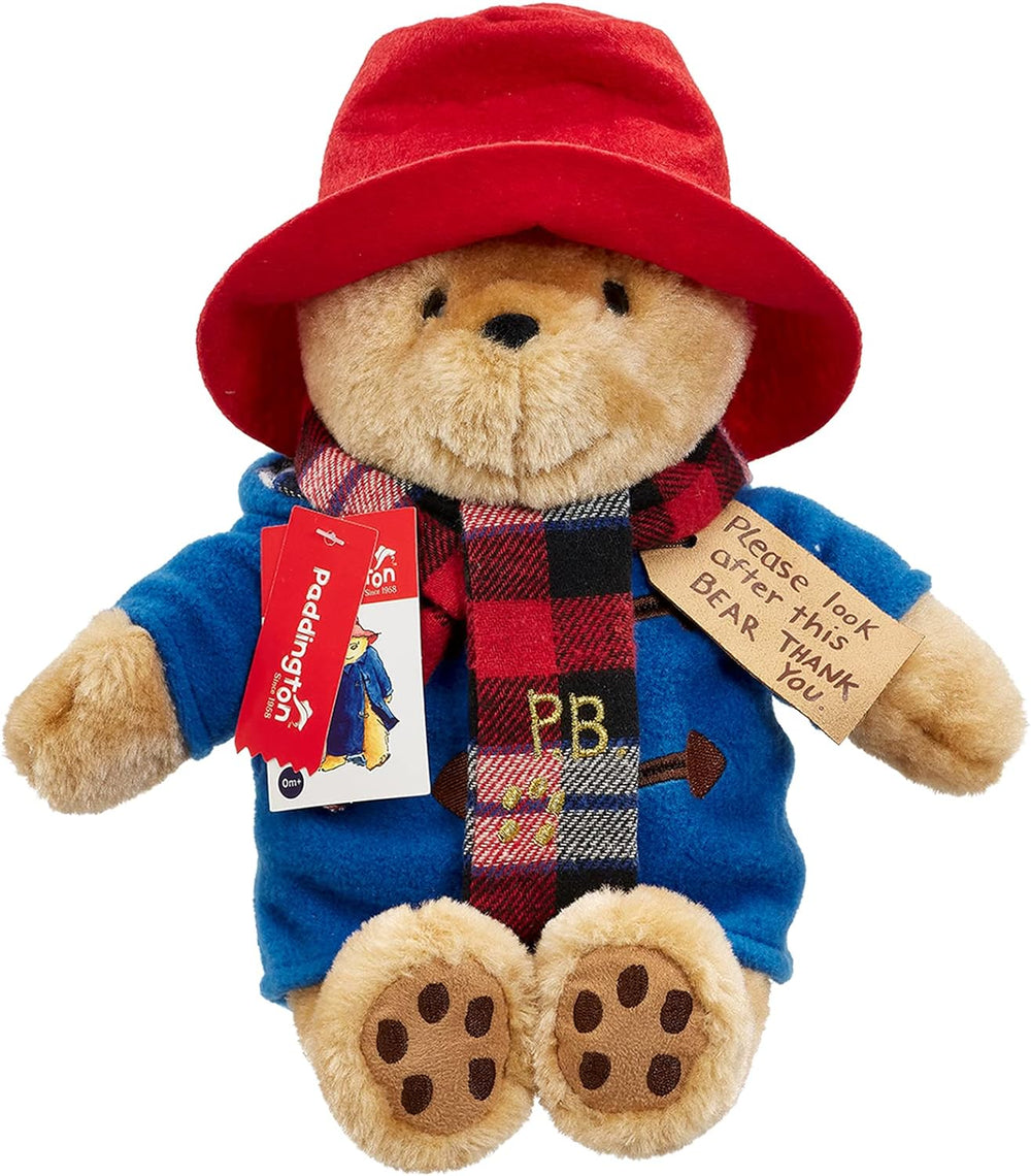 Soft plush Paddington bear toy with a colorful scarf from Rainbow Designs, cuddly and perfect for children.