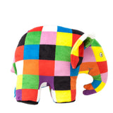 Colorful Rainbow Designs Elmer soft toy featuring stitched details and a friendly elephant shape, perfect for cuddling.