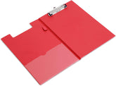 Red Rapesco A4+ foldover clipboard with clip mechanism, designed for secure paper organization and easy writing on the go.