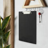 Set of 10 Rapesco standard black A4+ clipboards, durable plastic office accessories for organizing papers and documents.
