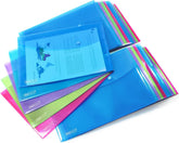 Rapesco 1678 Popper Wallets for filing and storage, showing multiple plastic wallets with secure snap closures.