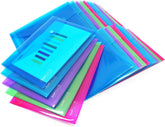 Rapesco Eco Popper Wallet A5 in assorted colors, a pack of 25 for filing and storage, made from eco-friendly materials.