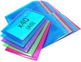 Rapesco Popper Wallet A5 in assorted colors, pack of 40, for filing and storage of documents and stationery.
