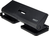 Rapesco 75-P 4-hole punch in black, designed for punching up to 16 sheets of paper with a sturdy metal construction.