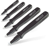 Set of five Rapesco 101 black staple removers with ergonomic handles for easy staple removal.