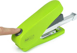Green Rapesco Luna Less Effort Half-Strip Front-Loading Stapler with 2000 staples, designed for easy and efficient stapling.