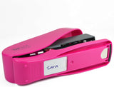 Rapesco Luna Less Effort Half-Strip Front-Loading Stapler in hot pink with 2000 staples for easy document binding.