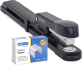 Rapesco Marlin long arm stapler with black antibacterial finish and 26/6 staples for heavy-duty stapling tasks.
