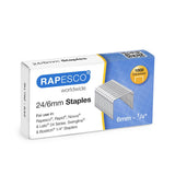 Box of 1000 Rapesco galvanized staples, 24/6mm size, ideal for office fasteners and stapling tasks.