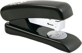 Rapesco Eco half strip plastic stapler in black, capable of stapling up to 20 sheets of paper, used for stationery and filing.