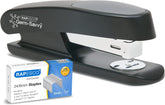 Rapesco Germ - Savvy™ Eco Sting Ray half strip stapler in black with 1000 staples for stationery and filing tasks.