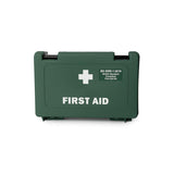 Safety First Aid Group K3170SM small catering kitchen first aid kit with bandages, antiseptic wipes, and supplies for 1-10 people.