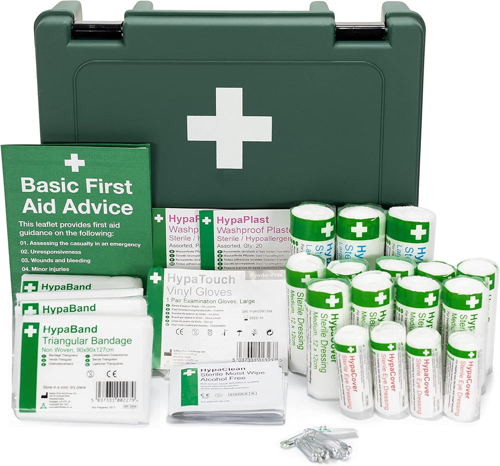 Safety First Aid Economy first aid kit for 11-20 persons, fully stocked with bandages, antiseptics, and emergency supplies.