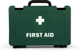 Fully stocked Safety First Aid Group HSE Economy First Aid Kit for 1-10 persons, with health and safety supplies.